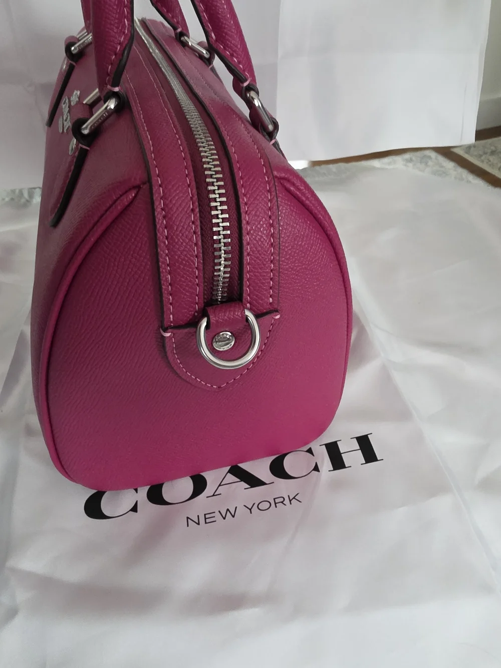 Coach Crossgrain Leather Rowan Satchel in Raspberry Pink - Picture 6 of 7